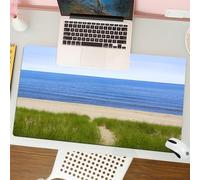 QRFASFZO Tappetino per mouse tappetino da ufficio multifunzione e antiscivolo,per migliorare la precisione e la velocità,Spiaggia, strada attraverso erba e dune di sabbia che conduce a un va,80x30 cm