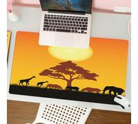 QRFASFZO Tappetino per mouse tappetino da ufficio multifunzione e antiscivolo,per migliorare la precisione e la velocità,Silhouette di safari di rinoceronti della prateria, zebre e un, morbi,80x30 cm