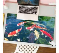 QRFASFZO Tappetino per mouse tappetino da ufficio multifunzione e antiscivolo,per migliorare la precisione e la velocità,Koi, tranquilli pesci koi colorati si riuniscono nel lussureggiante s,80x30 cm