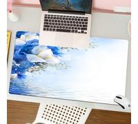 QRFASFZO Tappetino per mouse tappetino da ufficio multifunzione e antiscivolo,per migliorare la precisione e la velocità,Ortensie azzurre, blu e iris bianchi sul mare Ro,80x30 cm