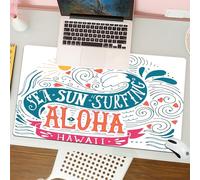 QRFASFZO Tappetino per mouse tappetino da ufficio multifunzione e antiscivolo,per migliorare la precisione e la velocità,Stampa decorativa tropicale Aloha con onde del mare, tipografia hawai,80x30 cm