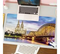QRFASFZO Tappetino per mouse tappetino da ufficio multifunzione e antiscivolo,per migliorare la precisione e la velocità,Paesaggio urbano europeo, cattedrale illuminata di Colonia, Ponte Vec,80x30 cm