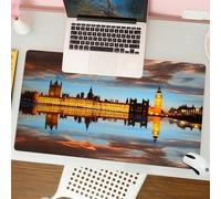 QRFASFZO Tappetino per mouse tappetino da ufficio multifunzione e antiscivolo,per migliorare la precisione e la velocità,Londra, magnifica scena dal Big Ben Westminster, notte nuvolosa, imma,80x30 cm
