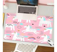 QRFASFZO Tappetino per mouse tappetino da ufficio multifunzione e antiscivolo,per migliorare la precisione e la velocità,con unicorni magici e arcobaleno. Sfondo da favola infantile per illu,80x30 cm
