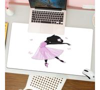 QRFASFZO Tappetino per mouse tappetino da ufficio multifunzione e antiscivolo,per migliorare la precisione e la velocità,Una ballerina vestita con un abito rosa circondata da farfalle, Un'el,80x30 cm