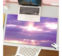 QRFASFZO Tappetino per mouse tappetino da ufficio multifunzione e antiscivolo,per migliorare la precisione e la velocità,Il sole irrompe tra le nuvole, dipinge il cielo con ombre viola e cre,80x30 cm