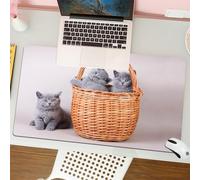 QRFASFZO Tappetino per mouse tappetino da ufficio multifunzione e antiscivolo,per migliorare la precisione e la velocità,Gattino, tre gatti nnici, gattini in un cesto, adorabili cuccioli, an,80x30 cm