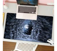 QRFASFZO Tappetino per mouse tappetino da ufficio multifunzione e antiscivolo,per migliorare la precisione e la velocità,Gotica, Grotta Oscura con la luce della luna piena a N,80x30 cm