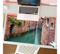 QRFASFZO Tappetino per mouse tappetino da ufficio multifunzione e antiscivolo,per migliorare la precisione e la velocità,Venezia, canale d'acqua panoramico e vecchi edifici storici, case, mu,80x30 cm
