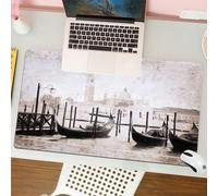 QRFASFZO Tappetino per mouse tappetino da ufficio multifunzione e antiscivolo,per migliorare la precisione e la velocità,Canale veneziano, le gondole attraccano lungo il canale, appoggiate a,80x30 cm