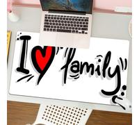 QRFASFZO Tappetino per mouse tappetino da ufficio multifunzione e antiscivolo,per migliorare la precisione e la velocità,Famiglia, I Heart Family Scrittura stilizzata Stile di lavoro Pittogr,80x30 cm