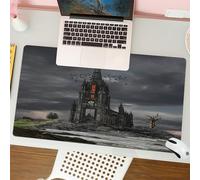 QRFASFZO Tappetino per mouse tappetino da ufficio multifunzione e antiscivolo,per migliorare la precisione e la velocità,Decorazioni gotiche, misterioso castello gotico di Edimburgo,80x30 cm