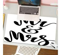 QRFASFZO Tappetino per mouse tappetino da ufficio multifunzione e antiscivolo,per migliorare la precisione e la velocità,Lettere nere Coppia, calligrafia nera elegante, elegante scrittura a,80x30 cm