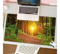QRFASFZO Tappetino per mouse tappetino da ufficio multifunzione e antiscivolo,per migliorare la precisione e la velocità,Fattoria, riflesso di luce magica nel profondo della foresta di betul,80x30 cm