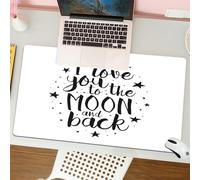 QRFASFZO Tappetino per mouse tappetino da ufficio multifunzione e antiscivolo,per migliorare la precisione e la velocità,I Love You To The Moon And Back Elemento tipografico del font letteri,80x30 cm