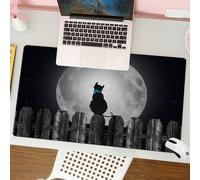 QRFASFZO Tappetino per mouse tappetino da ufficio multifunzione e antiscivolo,per migliorare la precisione e la velocità,Luna, sagoma di un gatto che mi guarda con la luna piena,80x30 cm
