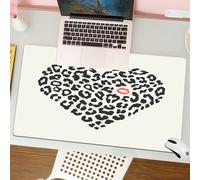QRFASFZO Tappetino per mouse tappetino da ufficio multifunzione e antiscivolo,per migliorare la precisione e la velocità,Bacio, motivo a pelle di leopardo selvatico a forma di cuore e un Ki,80x30 cm