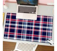 QRFASFZO Tappetino per mouse tappetino da ufficio multifunzione e antiscivolo,per migliorare la precisione e la velocità,Griglia, motivo a reticolo retrò, forme geometriche pixelate blu, ros,80x30 cm