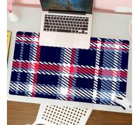 QRFASFZO Tappetino per mouse tappetino da ufficio multifunzione e antiscivolo,per migliorare la precisione e la velocità,Griglia, motivo a reticolo retrò, forme geometriche pixelate blu, ros,80x30 cm