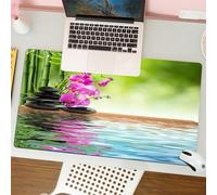 QRFASFZO Tappetino per mouse tappetino da ufficio multifunzione e antiscivolo,per migliorare la precisione e la velocità,Orchidea Fiore Pietra Cultura Orientale Spiritualità Benessere Vacanz,80x30 cm