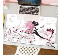 QRFASFZO Tappetino per mouse tappetino da ufficio multifunzione e antiscivolo,per migliorare la precisione e la velocità,Una fiaba dalla silhouette scura con costumi floreali colorati circon,80x30 cm