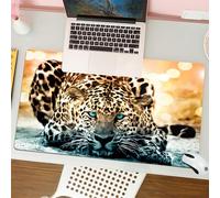 QRFASFZO Tappetino per mouse tappetino da ufficio multifunzione e antiscivolo,per migliorare la precisione e la velocità,Animali, ritratti di leopardi, sguardi affascinanti e pelli dai motiv,80x30 cm