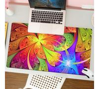 QRFASFZO Tappetino per mouse tappetino da ufficio multifunzione e antiscivolo,per migliorare la precisione e la velocità,Motivo floreale frattale 3D, vivace motivo arcobaleno con foglie viva,80x30 cm