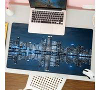 QRFASFZO Tappetino per mouse tappetino da ufficio multifunzione e antiscivolo,per migliorare la precisione e la velocità,Vista dello skyline di Chicago, vista notturna dei grattacieli, città,80x30 cm
