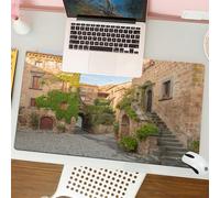 QRFASFZO Tappetino per mouse tappetino da ufficio multifunzione e antiscivolo,per migliorare la precisione e la velocità,Case di un villaggio toscano con fiori colorati all'esterno nel villa,80x30 cm