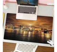 QRFASFZO Tappetino per mouse tappetino da ufficio multifunzione e antiscivolo,per migliorare la precisione e la velocità,Città, paesaggio di Manhattan a New York, ponte di Brooklyn e grattac,80x30 cm