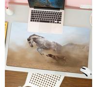 QRFASFZO Tappetino per mouse tappetino da ufficio multifunzione e antiscivolo,per migliorare la precisione e la velocità,Cavalli, cavallo lusaziano che gioca con un cane nella tempesta di sa,80x30 cm