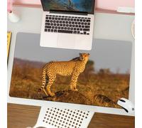 QRFASFZO Tappetino per mouse tappetino da ufficio multifunzione e antiscivolo,per migliorare la precisione e la velocità,Animale, un ghepardo maculato in piedi su un tumulo, che osserva il p,80x30 cm