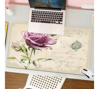 QRFASFZO Tappetino per mouse tappetino da ufficio multifunzione e antiscivolo,per migliorare la precisione e la velocità,cartolina d'epoca con una bellissima rosa disegnata a mano,80x30 cm
