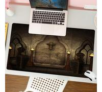 QRFASFZO Tappetino per mouse tappetino da ufficio multifunzione e antiscivolo,per migliorare la precisione e la velocità,Scena gotica e fantasy con torcia in legno vecchio stile e candelieri,80x30 cm