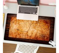 QRFASFZO Tappetino per mouse tappetino da ufficio multifunzione e antiscivolo,per migliorare la precisione e la velocità,Una mappa invecchiata con una linea tratteggiata e una rosa dei venti,80x30 cm