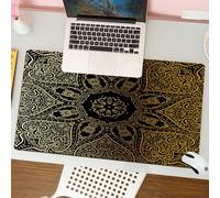 QRFASFZO Tappetino per mouse tappetino da ufficio multifunzione e antiscivolo,per migliorare la precisione e la velocità,Mandala dorato, grande tema di armonia floreale asiatica, elementi ar,80x30 cm