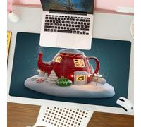 QRFASFZO Tappetino per mouse tappetino da ufficio multifunzione e antiscivolo,per migliorare la precisione e la velocità,Meravigliosa casa delle fate decorata a Natale a forma di bollitore c,80x30 cm