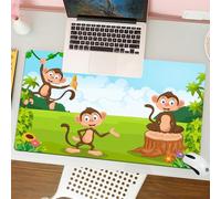 QRFASFZO Tappetino per mouse tappetino da ufficio multifunzione e antiscivolo,per migliorare la precisione e la velocità, Asilo, Tre scimmie che giocano in una foresta tropicale Banana Afric,80x30 cm
