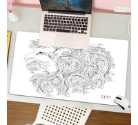 QRFASFZO Tappetino per mouse tappetino da ufficio multifunzione e antiscivolo,per migliorare la precisione e la velocità,Zodiaco, Volto del Leone con fiori sui capelli, Re della Foresta, Tem,80x30 cm