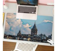 QRFASFZO Tappetino per mouse tappetino da ufficio multifunzione e antiscivolo,per migliorare la precisione e la velocità,Famoso paesaggio di Istanbul, tra edifici storici e nuvole,80x30 cm