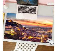 QRFASFZO Tappetino per mouse tappetino da ufficio multifunzione e antiscivolo,per migliorare la precisione e la velocità,Città Vecchia di Gerusalemme Centro storico Vista al crepuscolo di Is,80x30 cm
