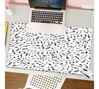QRFASFZO Tappetino per mouse tappetino da ufficio multifunzione e antiscivolo,per migliorare la precisione e la velocità,Musica e sottofondo sonoro con motivo continuo in bianco e nero di no,80x30 cm
