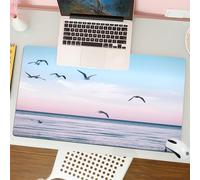 QRFASFZO Tappetino per mouse tappetino da ufficio multifunzione e antiscivolo,per migliorare la precisione e la velocità,Grande gruppo di gabbiani in volo sulle acque del lago e del mare in,80x30 cm