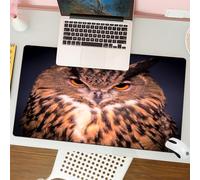 QRFASFZO Tappetino per mouse tappetino da ufficio multifunzione e antiscivolo,per migliorare la precisione e la velocità,Ritratto di gufo, primo piano di un gufo, occhi arancioni e piume mar,80x30 cm