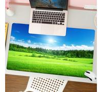 QRFASFZO Tappetino per mouse tappetino da ufficio multifunzione e antiscivolo,per migliorare la precisione e la velocità,sotto il cielo azzurro brillante, l'erba verde spaziosa è brillante e,80x30 cm