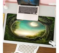 QRFASFZO Tappetino per mouse tappetino da ufficio multifunzione e antiscivolo,per migliorare la precisione e la velocità,Il sentiero segreto nella foresta al chiaro di luna, foresta misterio,80x30 cm