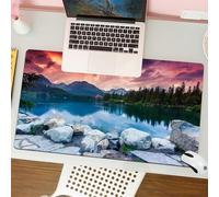 QRFASFZO Tappetino per mouse tappetino da ufficio multifunzione e antiscivolo,per migliorare la precisione e la velocità,Paesaggio lacustre, lago che brilla sotto il cielo, cielo cremisi cir,80x30 cm