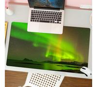 QRFASFZO Tappetino per mouse tappetino da ufficio multifunzione e antiscivolo,per migliorare la precisione e la velocità,Aurora boreale, cielo magico e incantato con riflessi, paesaggio calm,80x30 cm