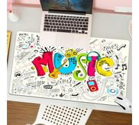 QRFASFZO Tappetino per mouse tappetino da ufficio multifunzione e antiscivolo,per migliorare la precisione e la velocità,Musica, Pop Art in primo piano in stile Doodle con sfondo musicale co,80x30 cm