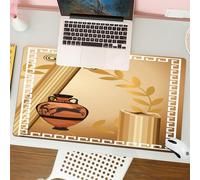 QRFASFZO Tappetino per mouse tappetino da ufficio multifunzione e antiscivolo,per migliorare la precisione e la velocità,Vaso a colonna greco antico con ramo d'ulivo, icone del patrimonio el,80x30 cm